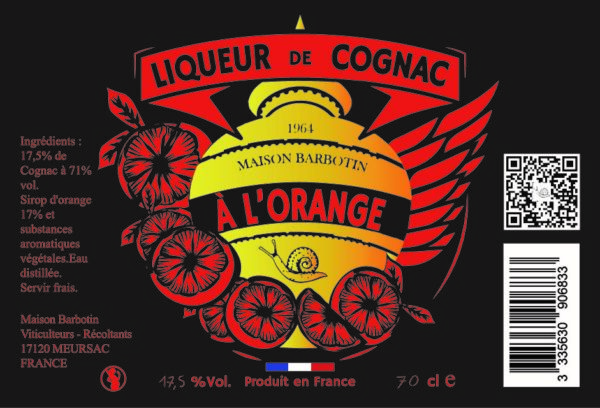 Liqueur de cognac à l'Orange - 70cl (1 bouteille)