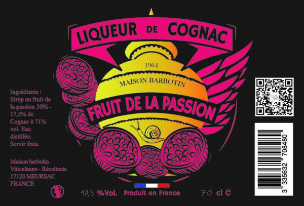 Liqueur de cognac au Fruit de la Passion - 70cl (1 bouteille)